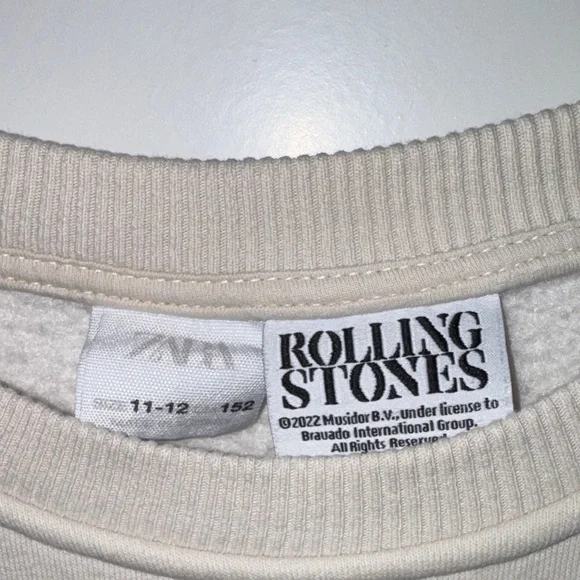Zara Beige Rolling Stones Graphic Sweatshirt - Picture 2 of 3
